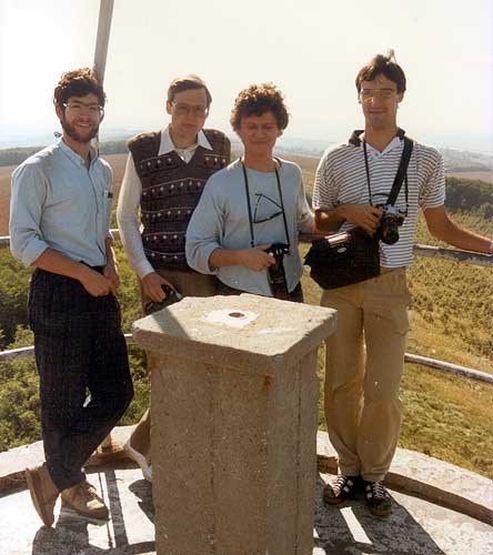 Kötcse watch tower, from l.to r. Jan Lanzing, Dieter Heinlein, Detlef Koschny and Marc de Lignie (credit Casper ter Kuile).
