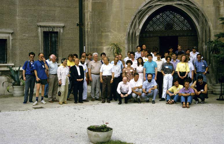 The 1992 group photo, seated from l.to.r. Marc Gyssens, Georg Horvath, Gabor Süle, Detlef Koschny, Ralf Koschack and André Knöfel. Standing from l.to r. Siegfried Stapf, Casper ter Kuile, Peter Spanyi, Colin Keay, Mrs Hasegawa, Stefan Ströbele, S.A.Metcheff, Ichiro Hasegawa, Jürgen Rendtel, Werner Hasubick, P.Spurny, Oleg Bel'kovich, J.Borovicka, Pulach Babadzhanov, Subhon Ibadov, Bob Hawkes, V.Padevet, Anna Levina, M.Simek, Andrey Grischeniuk, J.Watanabe, Eva Bujorova, Trond Erik Hillestad, Masahiro Koseki, Bernhard Koch, Malcolm Currie, L.Porozhanova, Petr Pravec, L.Gyarmati, Istvan Tepliczky, Karin Junghans, D.P.Mironov, Thorsten Hansen, Ina Rendtel, Rainer Arlt, Gabi Koschny, H.Bechteler, Ulrich Sperberg, Daniel Ocenas and Yuri Obrubov (credit Paul Roggemans).