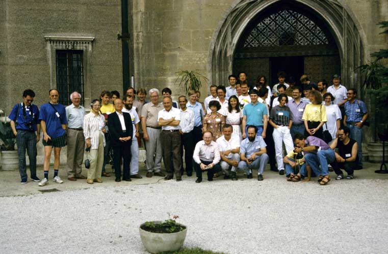 The 1992 group photo, seated from l.to.r. Marc Gyssens, Georg Horvath, Gabor Süle, Detlef Koschny, Ralf Koschack and André Knöfel. Standing from l.to r. Siegfried Stapf, Casper ter Kuile, Colin Keay, Mrs Hasegawa, Stefan Ströbele, S.A.Metcheff, Ichiro Hasegawa, Jürgen Rendtel, Werner Hasubick, P.Spurny, Oleg Bel'kovich, J.Borovicka, Pulach Babadzhanov, Subhon Ibadov, Bob Hawkes, V.Padevet, M.Simek, Anna Levina, Andrey Grischeniuk, J.Watanabe, Eva Bujorova, Trond Erik Hillestad, Masahiro Koseki, Bernhard Koch, Malcolm Currie, Petr Pravec, L.Porozhanova, L.Gyarmati, Valentin Grigore, Istvan Tepliczky, Karin Junghans, Thorsten Hansen, Ina Rendtel, three persons hidden, Gabi Koschny, Ulrich Sperberg, H.Bechteler, Daniel Ocenas and Yuri Obrubov (credit Paul Roggemans).