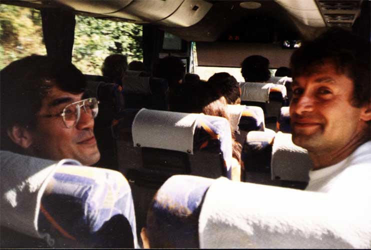 In the bus Nagatoshi Nogami and Valentin Velkov (credit unknown photographer, image provided by Valentin Velkov).