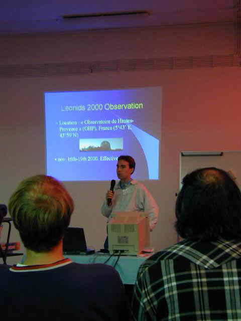Jérémie Vaubaillon at his lecture about Leonids (credit Javor Kac).