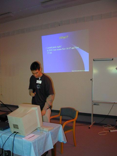 Jure Atanackov talking about our expedition for Leonids 2000 (credit Javor Kac).