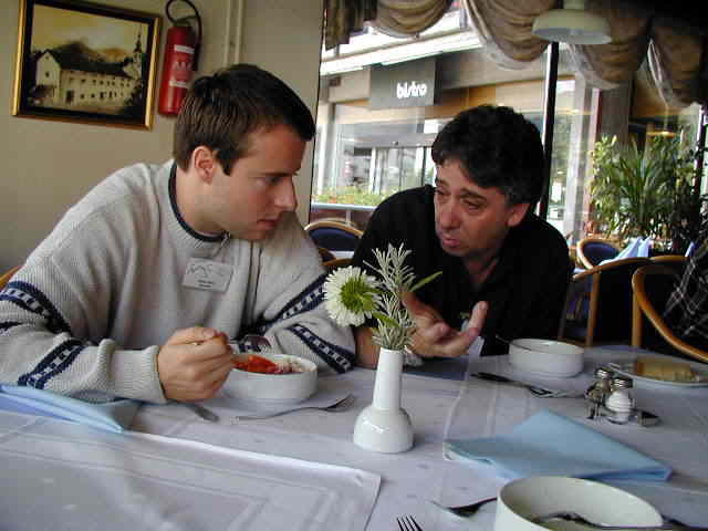 Javor Kac talking to Enrico Stomeo at lunch (credit Javor Kac).