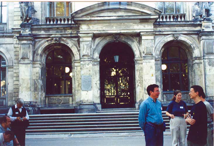 At the entrance of the museum, at right Paul Roggemans, Margaret Campbell-Brown and David Asher (credit Galina Ryabova).