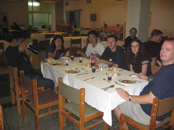 Lunch at the IMC, from l.to r. Yasuhiro Tonomura, ??, ??, Alexandru Conu, Christina Tinta-Vass and Arnold Tukkers (credit Casper ter Kuile).