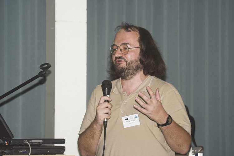 Daniel Fisher presenting 'Astro-psychological experiment' (credit Rainer Arlt).