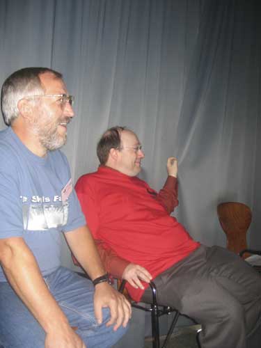 Jürgen Rendtel and Marc Gyssens watching amused (credit Casper ter Kuile).
