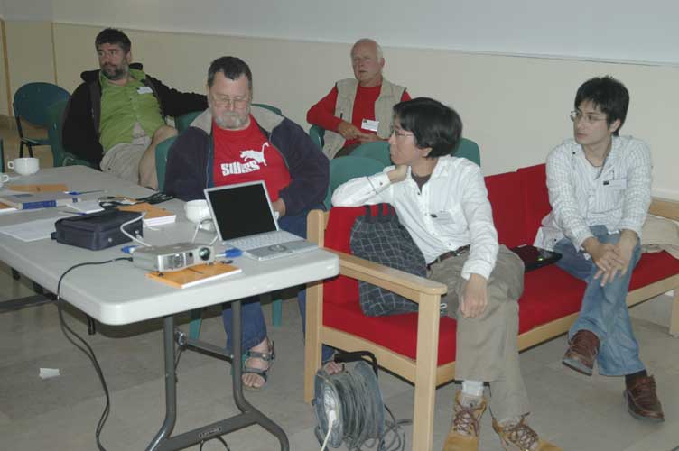 Before the IMC itself, the Radio School took place in l'Hospitalet, from left to right; Frans Lowiessen, Jean-Louis Rault, Frans de Keijzer, Masa-yuki Yamamoto and Kazuya Noguchi (credit Jean-Marc Wislez).
