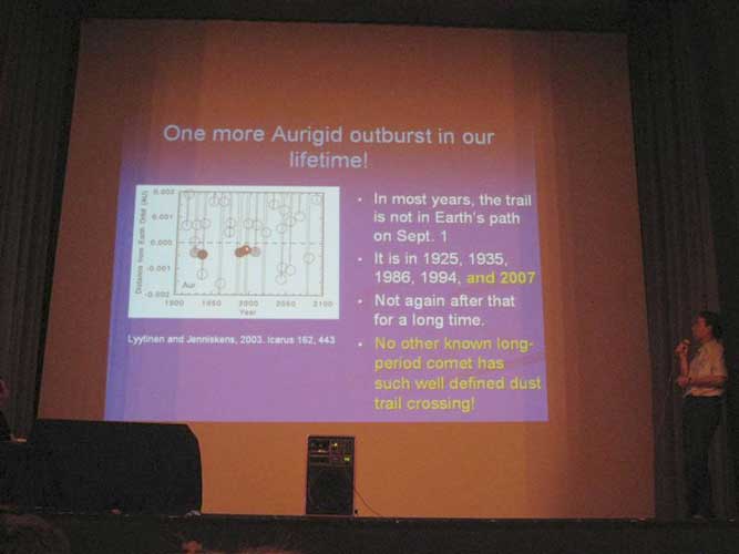 Jérémie Vaubaillon presenting the paper 'The 2007 Aurigid meteor outburst' (credit Casper ter Kuile).