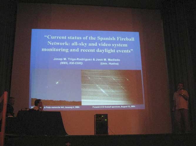 Josep Trigo presenting the paper (with Jose Maria Madiedo) 'Continuous all-sky CCD and video monitoring by the Spanish Fireball Networks' (credit Casper ter Kuile).