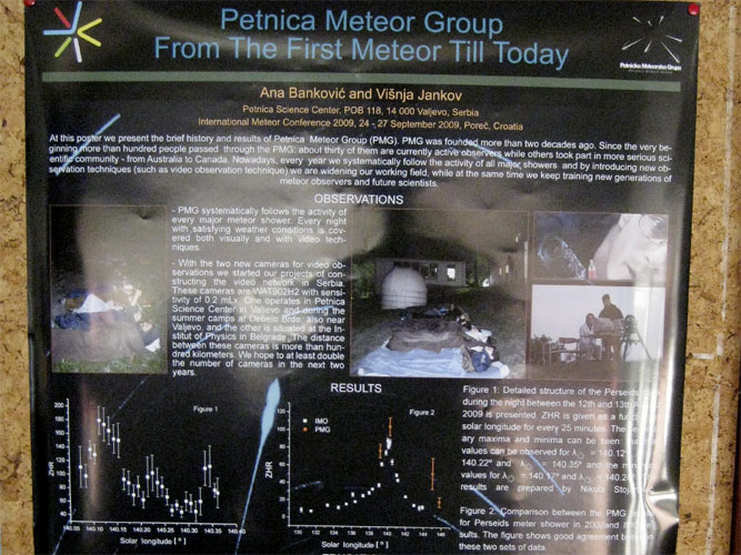 Friday 5:30pm: Poster session with 'Petnica meteor group, From the first meteor till today' (credit Jos Nijland).