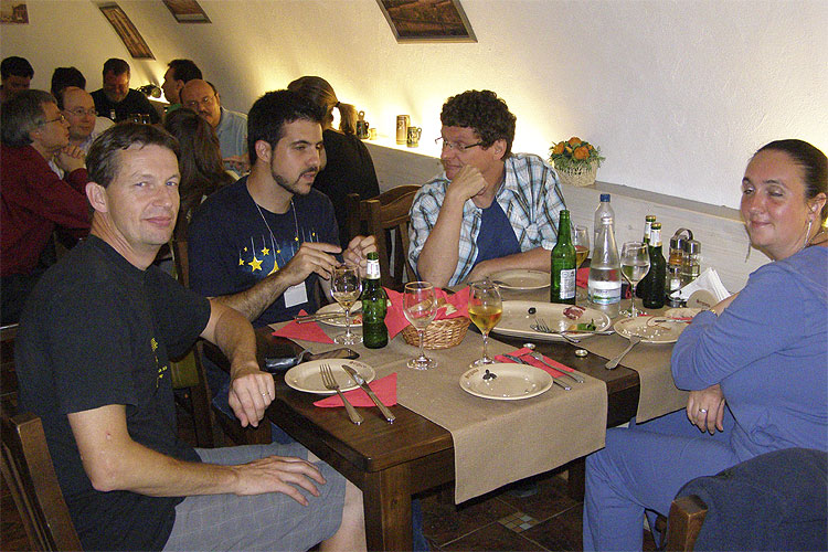 Friday evening traditional Romanian dinner in Sergiana Restaurant. From left to right Jos Nijland, Francisco Ocana, Detlef Koschny and Adriana Nicolae (credit Adriana Nicolae).