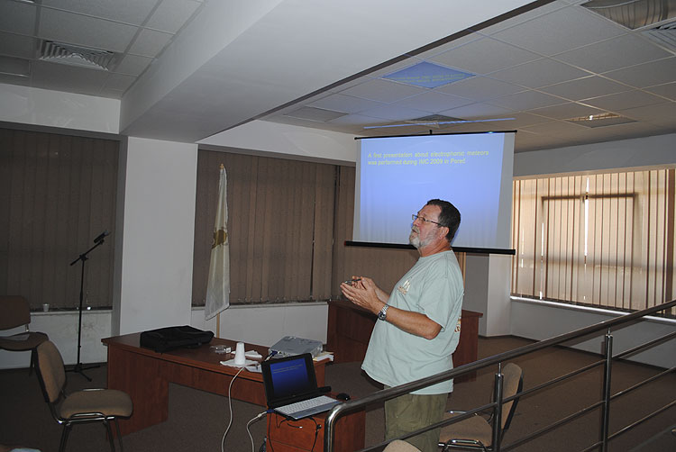 Jean-Louis Rault with the lecture 'More on ELF, VLF and meteors' (credit Andrei Matache).