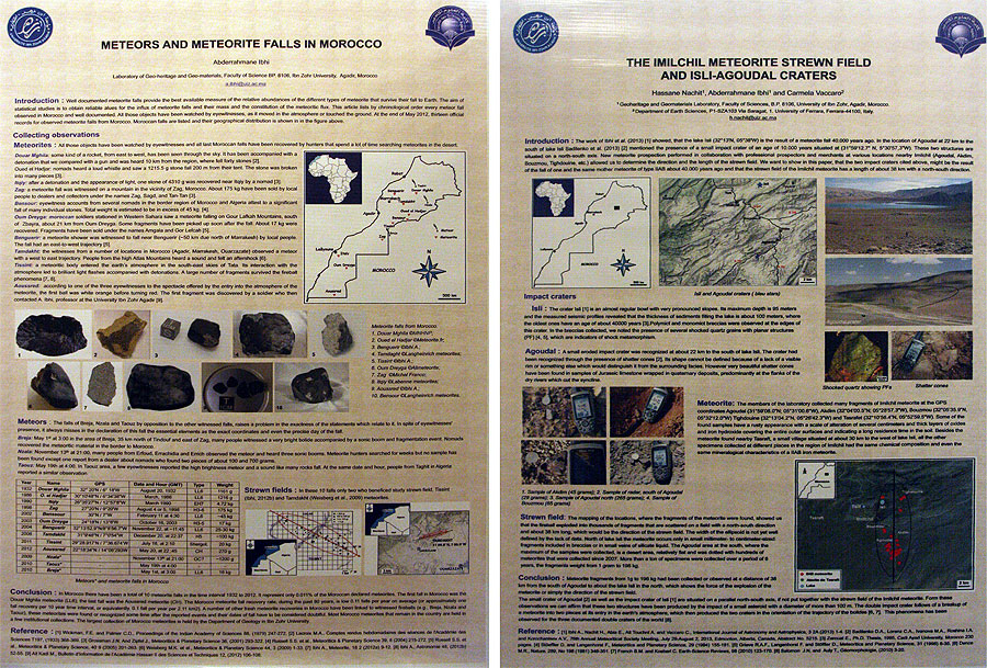 Two impressive posters about meteorite research in Morocco by Abderrahmane Ibhi (credit Bernd Klemt).
