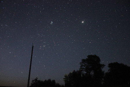 Perseid on August 12, 21:40 UT between the Pleiades and the Hyades (to the right uploaded by Oleg Tarasov