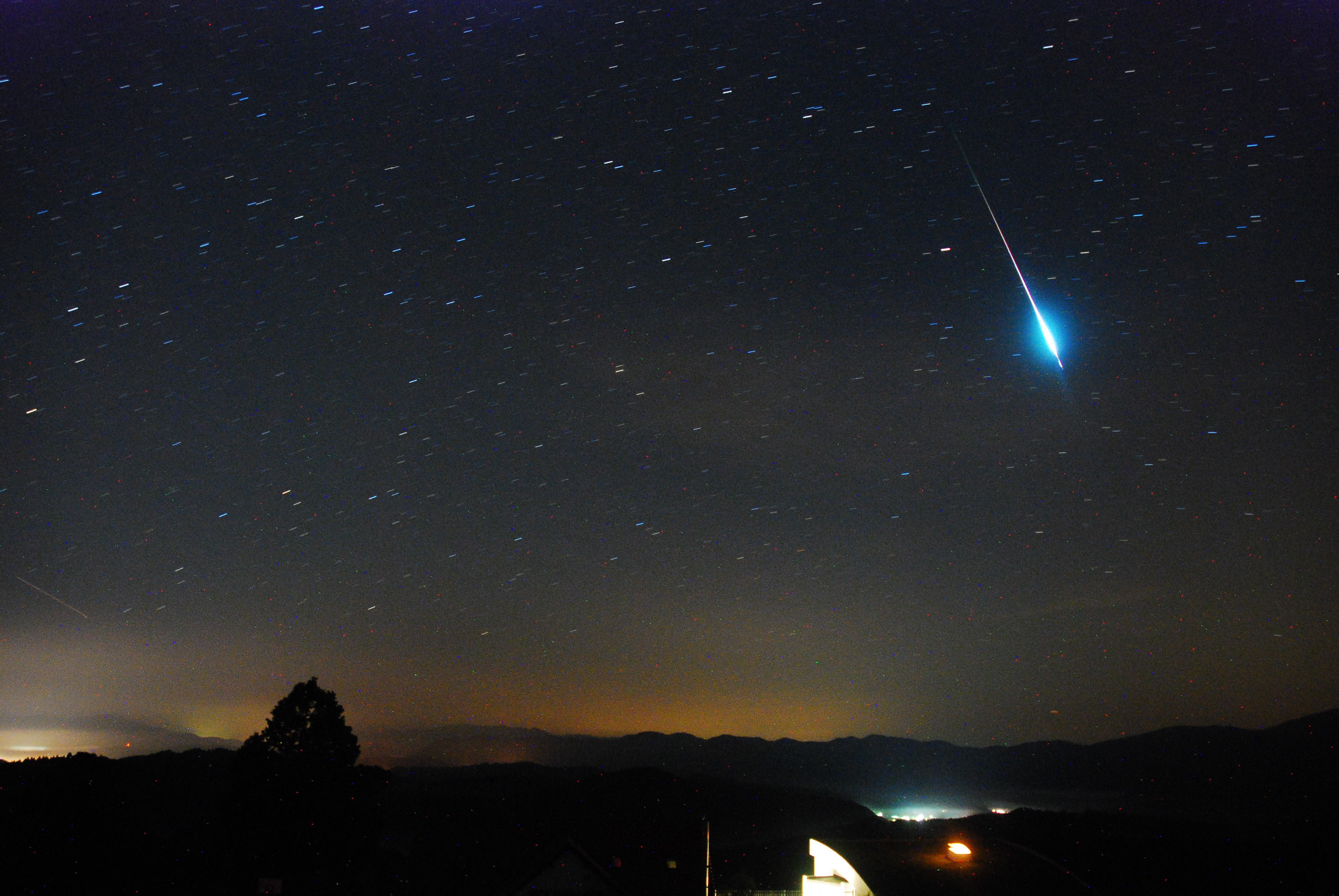 When things go right. Jure Atanackov captured this brilliant -9 magnitude Perseid fireball in constellation Cetus on August 12, 2010 with a Nikon D80 camera set to ISO 1600 and an 18-mm f/3.5 lens (100 sec exposure). Such meteors are rare, but the excitement of catching a brilliant fireball is tremendous!