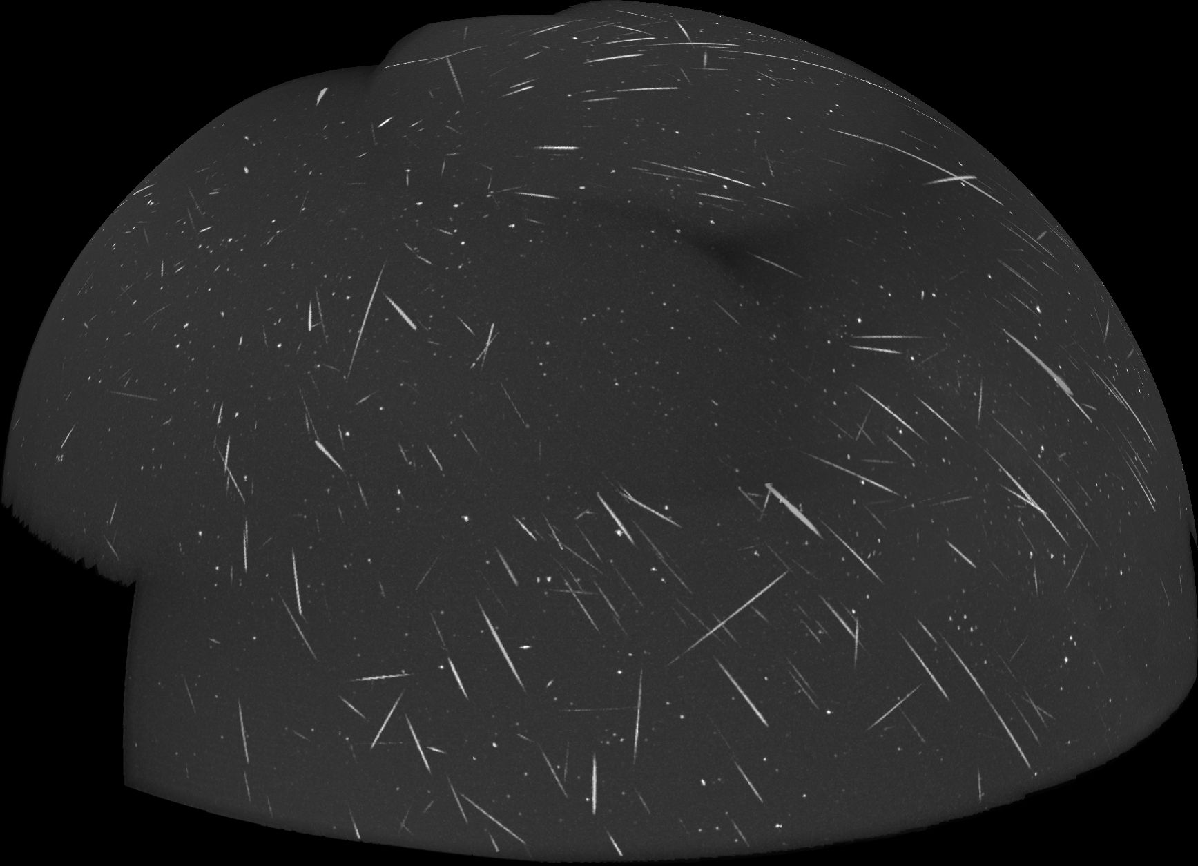 Composite image of all meteors recorded by Sirko Maulo's video network on August 10/11 night.