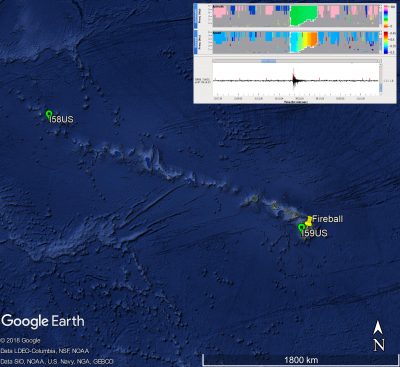 Fireball over Hawaii with the closest Infrasound stations and the signal detected with I59US.