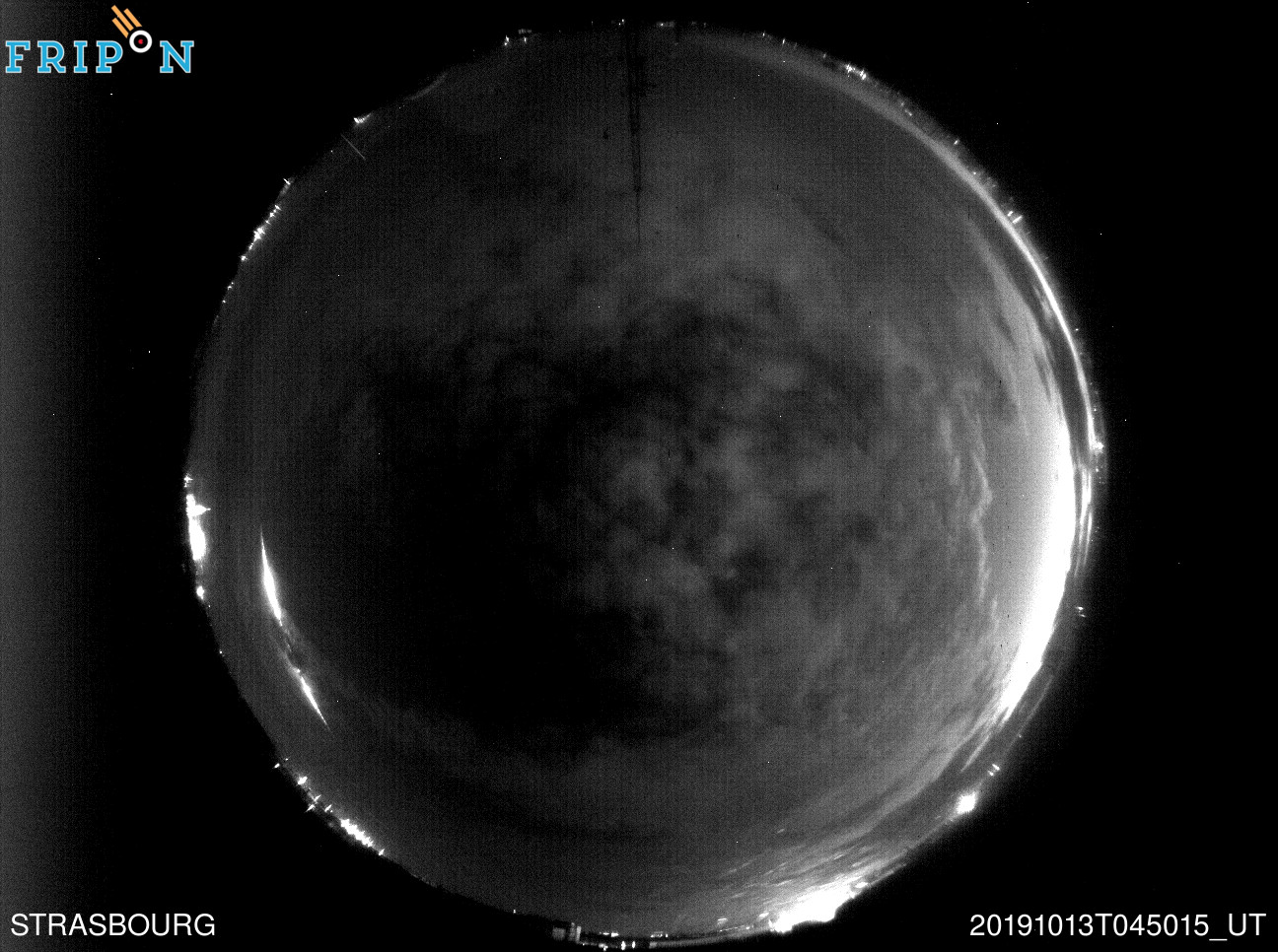 Fireball recorded by the FRIPON Camera in Strasbourg, 13 October 2019.