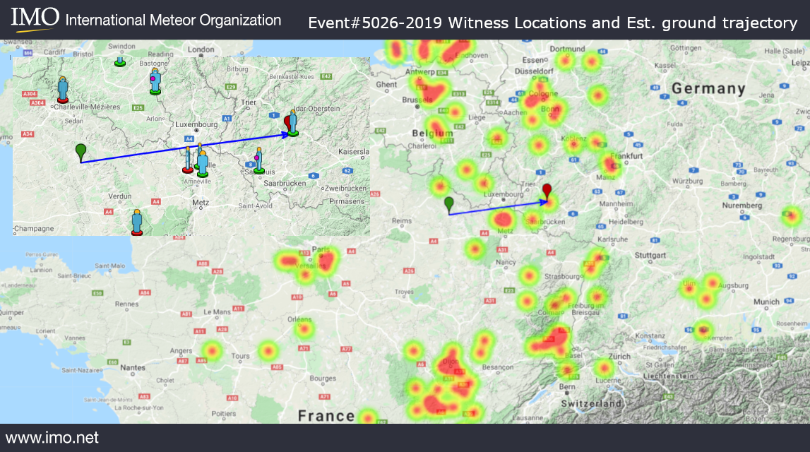 IMO reports with a heat map of witness's locations and the trajectory.