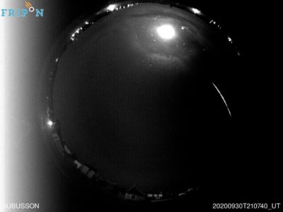 October 1st, 21h07min UT fireball recorded by FRIPON video station in Aubusson. Credit: FRIPON/Vigie-Ciel