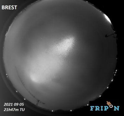Figure 1- September 5, 2021, 21h47 UT fireball captured by FRIPON station in Brest (Brittany, France). Credit: Fripon/Vigie-Ciel