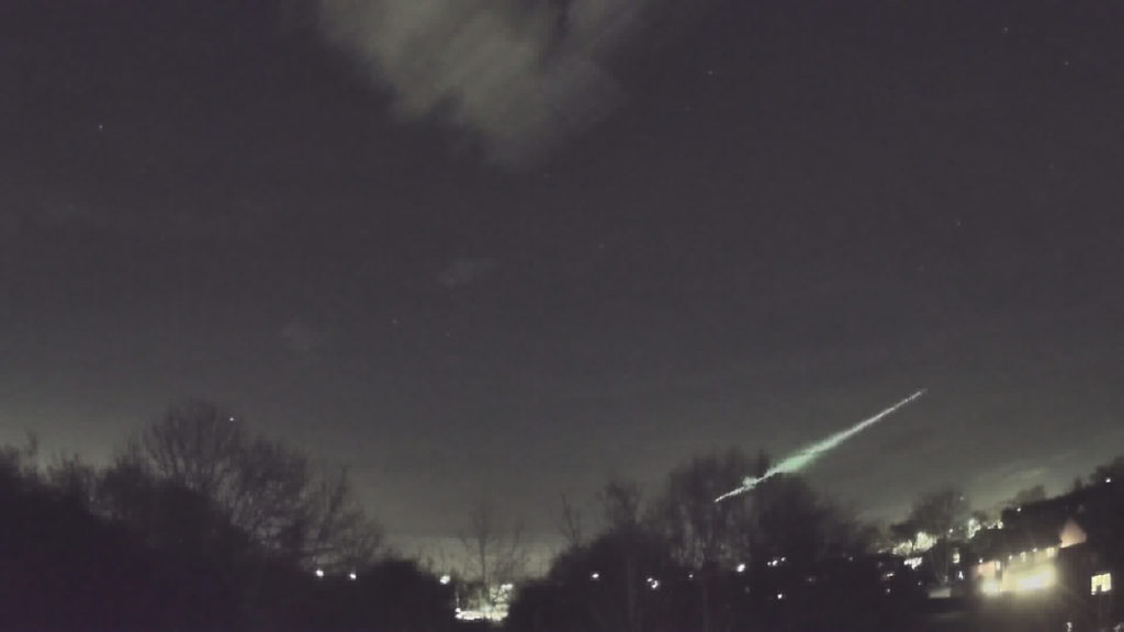 The January 29th, 2022 fireball was video recorded from Nuneaton (UK) by Ben S. Credit: Ben S.