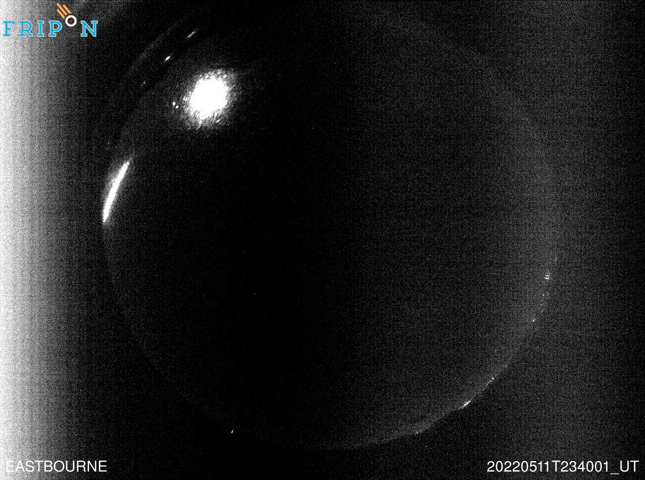 Figure 2a- May 11th, 2022, 23h 40min UT fireball captured by Fripon video station in Eastbourne (UK). Credit: SCAMP
