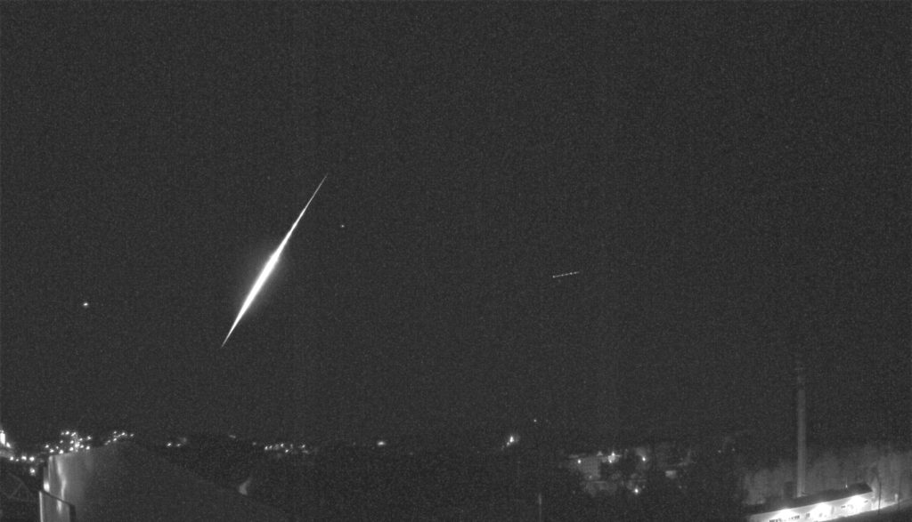 Figure 2 Composite image of the bolide EN120523_211555 from a video taken by the video camera at the Frýdlant station in Bohemia (Credit: Astronomical Institute of the CAS).