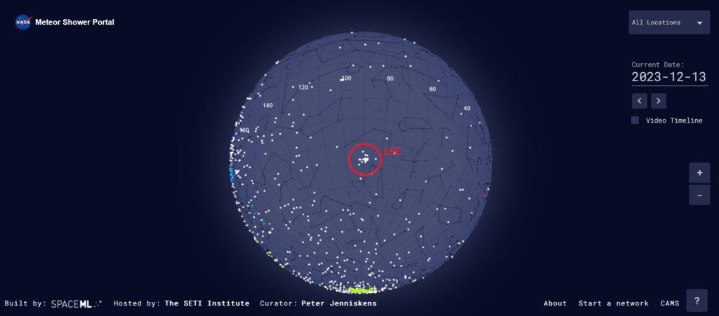 lambda-Sculptorids activity on CAMS video network. Credit: Nasa, Peter Jenniskens