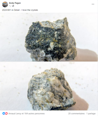 Figure 1e- 2024 BX1 meteorite recovery posted on Facebook.