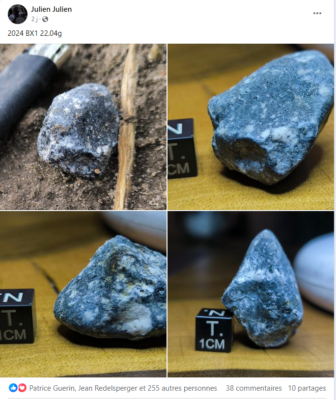 Figure 1d- 2024 BX1 meteorite recovery posted on Facebook.