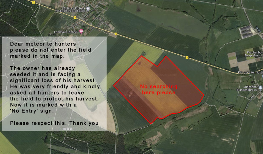 Figure 5- Warning for damaged crops due to intense meteorite hunting. Credit: Facebook