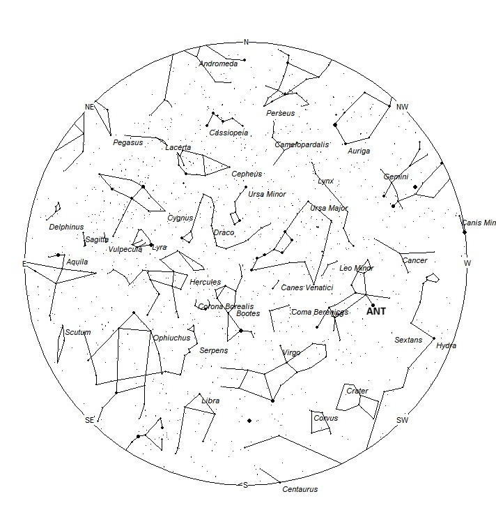 Radiant Positions at 05:00 LST