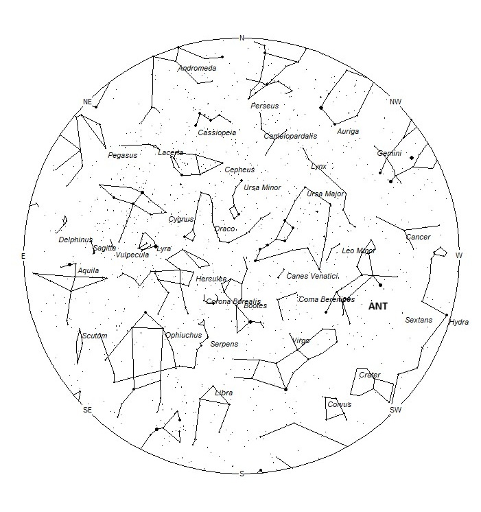 Radiant Positions at 05:00 LST