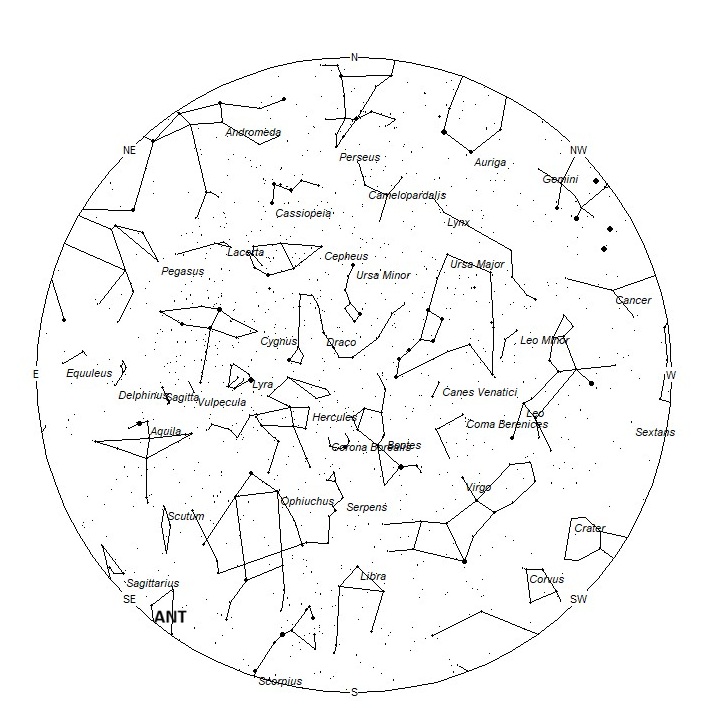 Radiant Positions at 23:00 LST